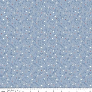 Liberty Merry &amp; Bright DOVE STAR 110cm Wide Cotton Fabric 5931B Per 25cm