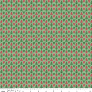 Liberty Merry &amp; Bright FESTIVE FIRS GREEN 110cm Wide Cotton Fabric 5932A Per 25cm
