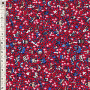 Liberty Merry &amp; Bright MAGICAL FOREST RED 110cm Wide Cotton Fabric 5935B Per 25cm