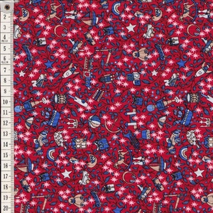 Liberty Merry &amp; Bright MAGICAL FOREST RED 110cm Wide Cotton Fabric 5935B Per 25cm