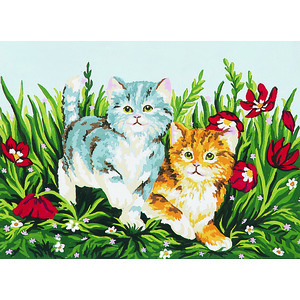 Collection D&#39; Art Tapestry Kit, KITTENS IN GARDEN, 30cm x 22cm (#6.032K)