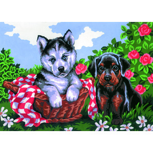 Collection D&#39; Art Tapestry Kit, PICNIC PUPS, 30cm x 22cm (#6.192K)