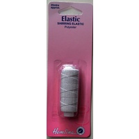 Hemline Polyester Shirring Elastic 0.75mm x Approx 20 metres, White, Smocking, Cuffs etc