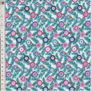Liberty Woodland Christmas, Festive Baubles 110cm Wide Cotton Fabric 6024B Per 25cm
