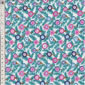 Liberty Woodland Christmas, Festive Baubles 110cm Wide Cotton Fabric 6024B Per 25cm