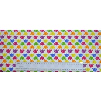 Cotton Fabric Per Metre, 110cm Wide, Elephants MULTI on WHITE 605.01