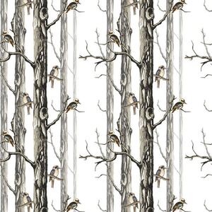 Burrangong Creek Bush Beauty: Kookaburras In The Woods, 112cm Wide Cotton Fabric
