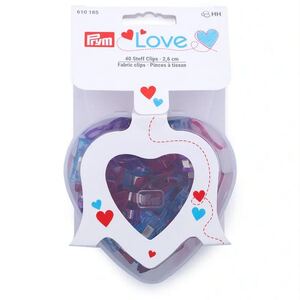 Prym Love 2.6cm Fabric Clips, Heart Box, 40 Clips
