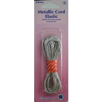 Hemline Metallic Cord Elastic 4.5mtrs, SILVER, For Crafts &amp; Gift Wrapping