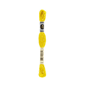 DMC Mouline Etoile, C444 DARK LEMON Embroidery Thread 8m Skein, Twinkle Effect