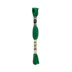 DMC Mouline Etoile, C699 GREEN Embroidery Thread 8m Skein, Twinkle Effect