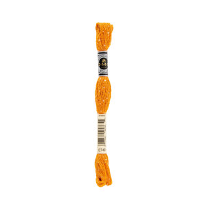DMC Mouline Etoile, C740 TANGERINE Embroidery Thread 8m Skein, Twinkle Effect