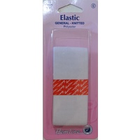 Hemline General Knitted Polyester Elastic, 40mm x 1 Metre, WHITE