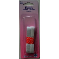 Hemline General Braided Polyester Elastic, 9mm x 2 metres, WHITE