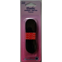 Hemline General Knitted Polyester Elastic, 12mm x 2 metres, BLACK