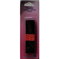 Hemline General Knitted Polyester Elastic, 25mm x 1 Metre, BLACK