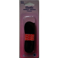 Hemline General Braided Polyester Elastic, 6mm x 5 metres, BLACK