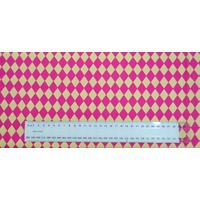 Cotton Fabric Per Metre, 110cm Wide, Diamonds HOT PINK CREAM 623.07