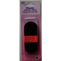 Hemline Non-Roll Woven Polyester Elastic, 12mm x 2 metres Black, Resists Rolling