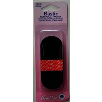 Hemline Non-Roll Woven Polyester Elastic, 12mm x 2 metres Black, Resists Rolling