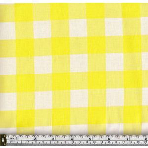 Warm Home 100% Cotton Gingham Check Fabric, 114cm Wide per Metre, YELLOW