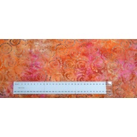 BATIK Fabric, 110cm Wide Per 1/2 Metre, #640064.1415 ORANGE PINK, 100% Cotton