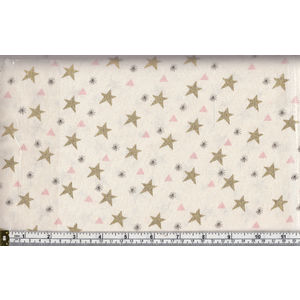Cotton Print Fabric, Dusk To Midnight CREAM Stars, 112cm Wide Per Metre