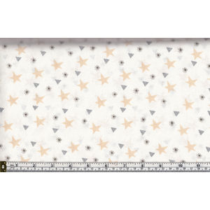 Cotton Print Fabric, Dusk To Midnight WHITE Stars, 112cm Wide Per Metre
