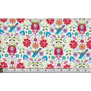 100% Cotton Fabric, 110cm Wide, Mexicana Series, SUMMER FLORAL, Per Metre