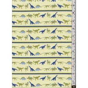 Dinosaur Adventures 100% Cotton Fabric, Dinosaur Stripe 110cm Wide Per Metre