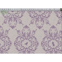 French Cottage 145cm Wide Fabric #0118 PURPLE on LIGHT GREY by Gutermann