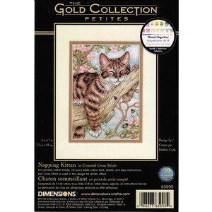 NAPPING KITTEN Counted Cross Stitch Kit 13 x 18cm, 65090