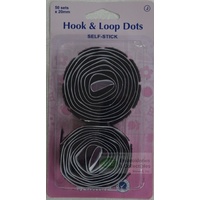 Hemline Self Stick Hook &amp; Loop DOTS, 20mm, 50 Sets, BLACK