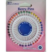 Hemline Berry Pins, 34 x 0.65mm, Qty 40 on Pin Wheel