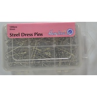 Hemline Steel Dress Pins 30mm, 1200pcs, 6 Cavity Storage Box, Stainless Steel Pins