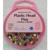 Hemline Plastic Head Long Pins 38 x 0.65mm, 75 Pins, Strong &amp; Flexible