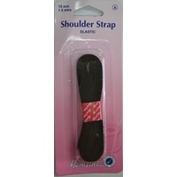 Hemline Shoulder Strap Elastic, 15mm, 1.5 Metres, BLACK, Soft &amp; Comfortable