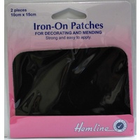 Hemline Iron-On Polycotton Twill Patches, 2 piece 10cm x 15cm BLACK
