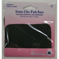 Hemline Iron-On Polycotton Twill Patches, 2 piece 10cm x 15cm BROWN
