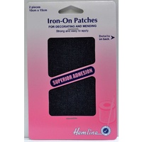 Hemline Iron-On Denim Patches, 2 piece 10cm x 15cm DARK DENIM
