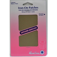 Hemline Iron-On Polycotton Twill Patches, 2 piece 10cm x 15cm FAWN