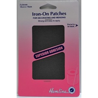 Hemline Iron-On Polycotton Twill Patches, 2 piece 10cm x 15cm LIGHT GREY