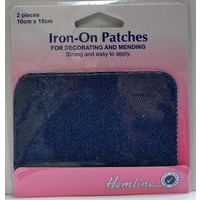 Hemline Iron-On Denim Patches, 2 piece 10cm x 15cm MEDIUM DENIM