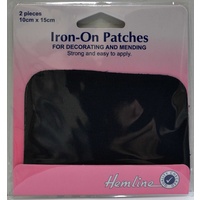Hemline Iron-On Polycotton Twill Patches, 2 piece 10cm x 15cm NAVY