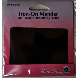 Iron-On Mending Patch Lightweight Polycotton Fabric 24 x 9cm Black, 691.B