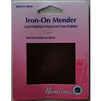 Hemline Iron-On Mending Patch Lightweight Polycotton Fabric 24cm x 9cm Brown