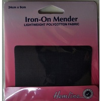 Hemline Iron-On Mending Patch Lightweight Polycotton Fabric 24cm x 9cm Dark Grey