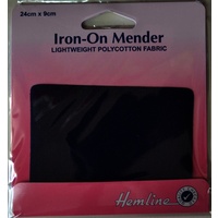 Hemline Iron-On Mending Patch, Lightweight Polycotton Fabric, 24cm x 9cm, Navy