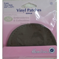 Hemline Vinyl Patch 15 x 10cm, Sew In, BROWN