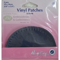 Hemline Vinyl Patch 15 x 10cm, Sew In, NAVY BLUE
